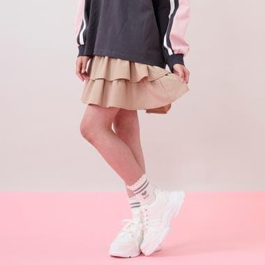 帶心形扣帶分層裙褲