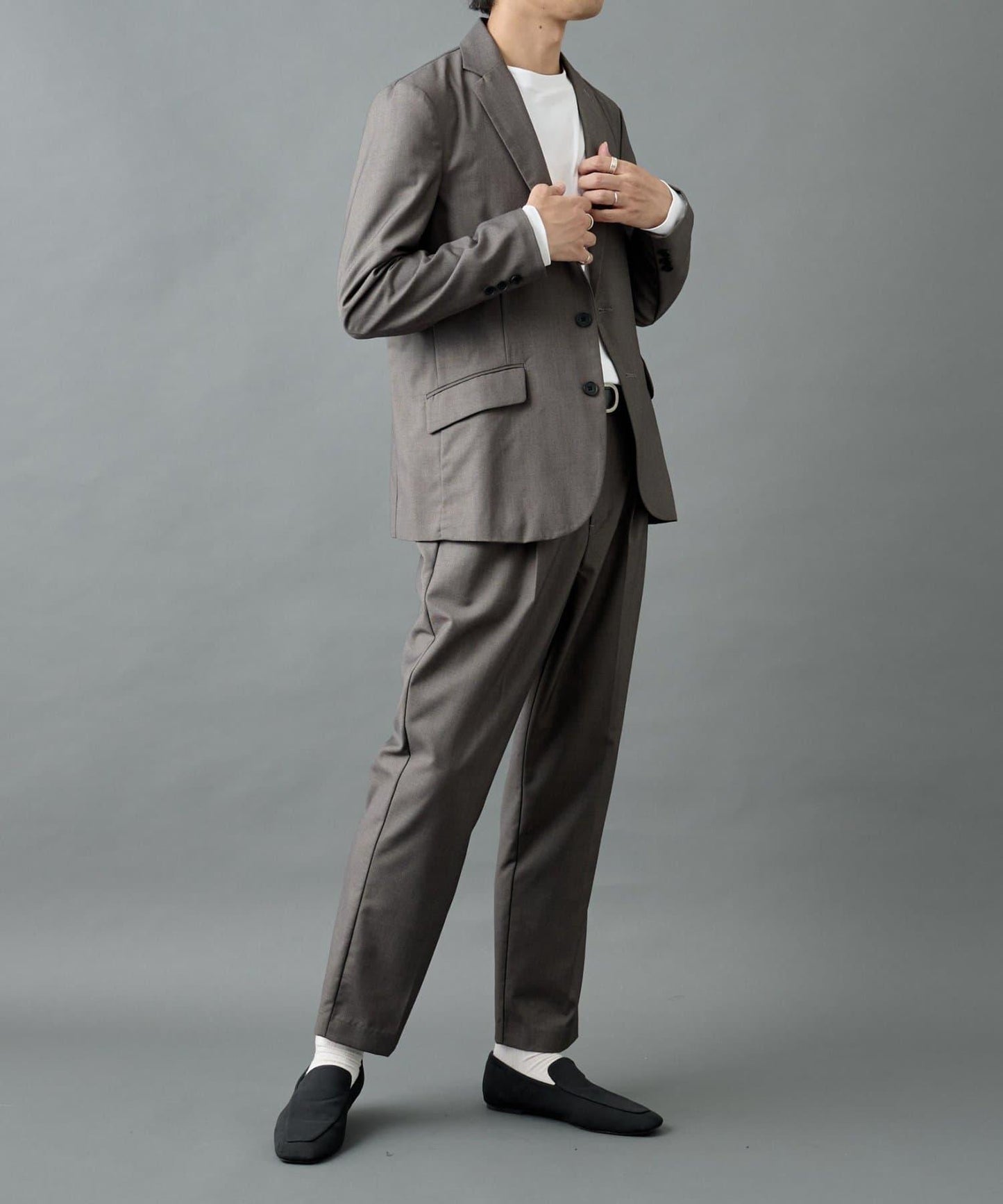 【AW/可搭配套裝】羊毛混紡錐形褲