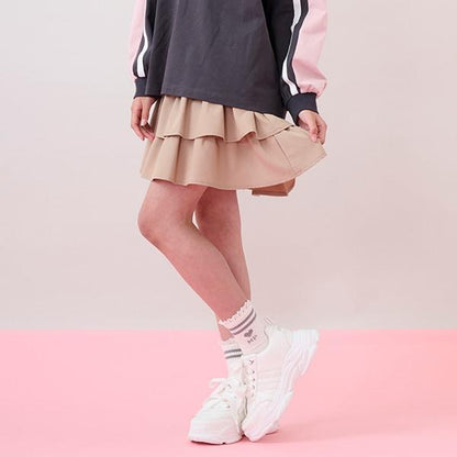 帶心形扣帶分層裙褲