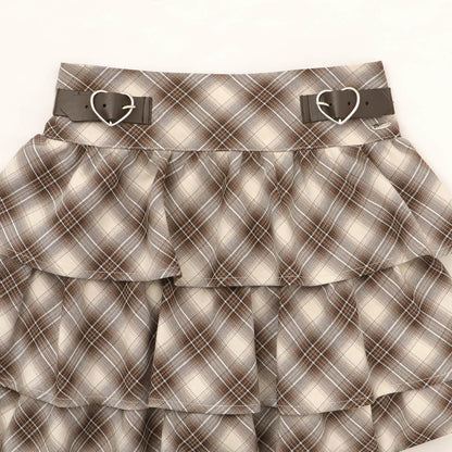帶心形扣帶分層裙褲