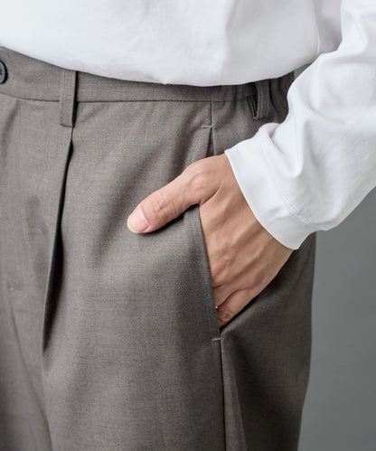 【AW/可搭配套裝】羊毛混紡錐形褲