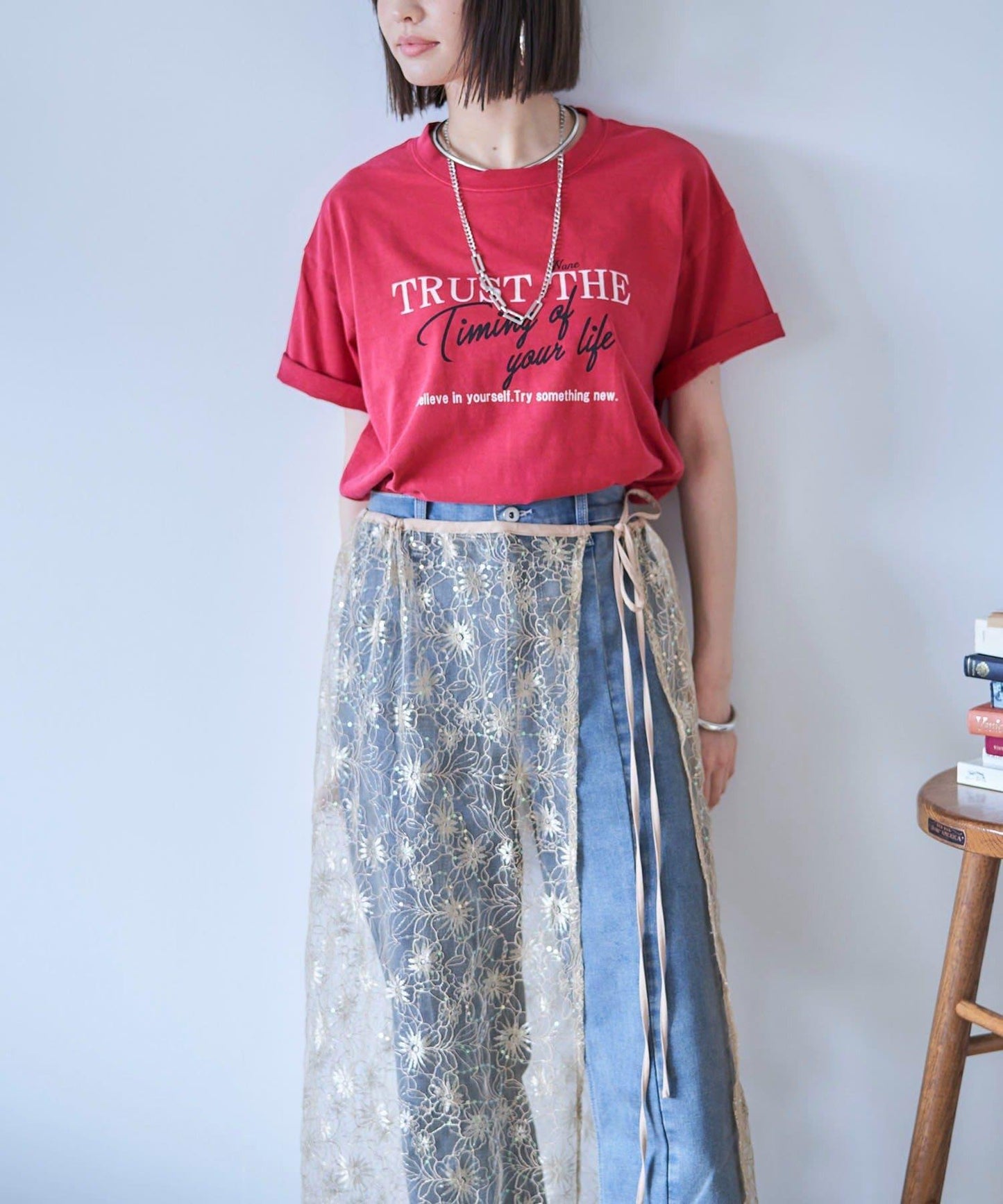 【nane】水洗工藝字母印花T恤