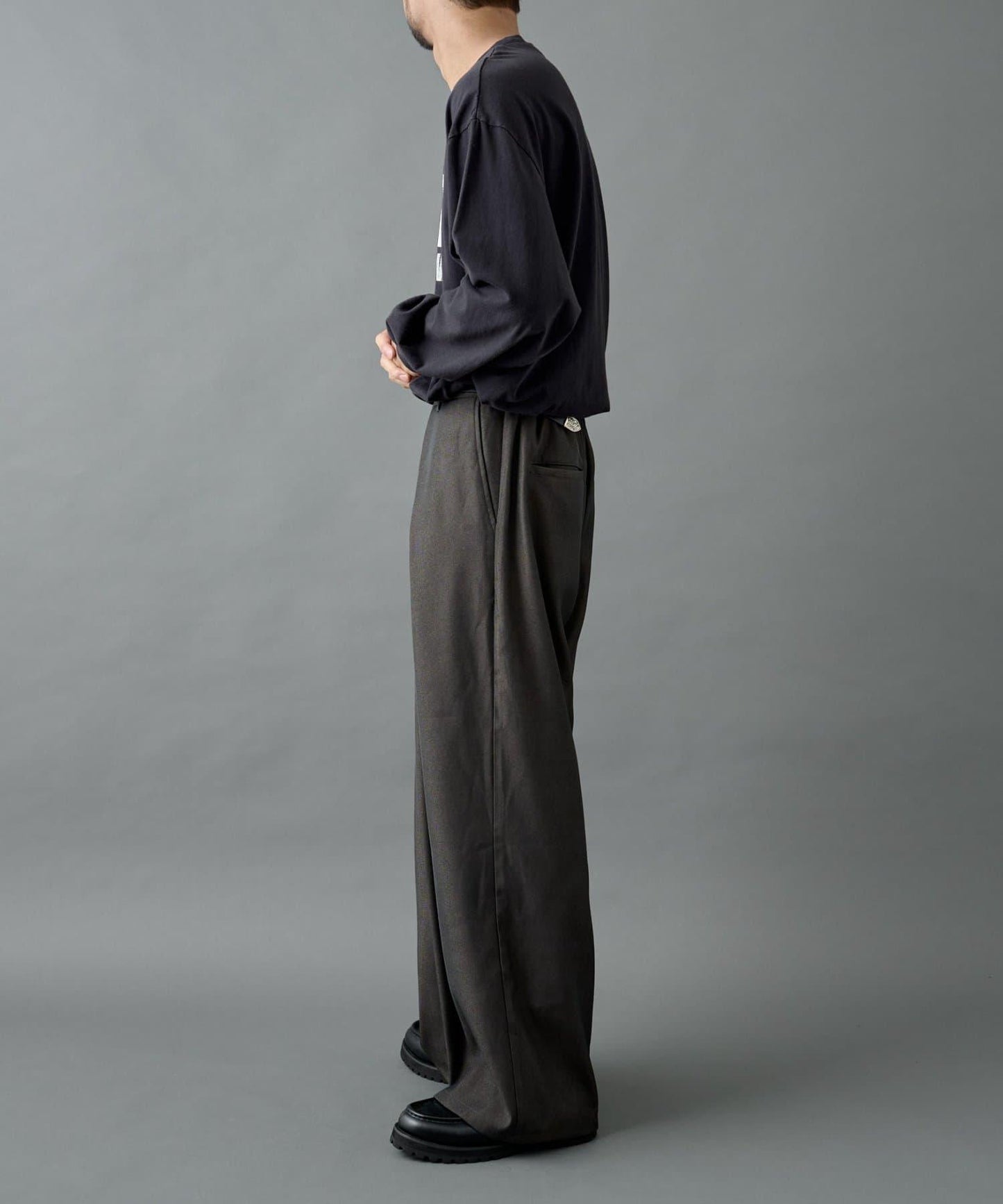 【AW】交叉褶皺寬鬆西裝褲