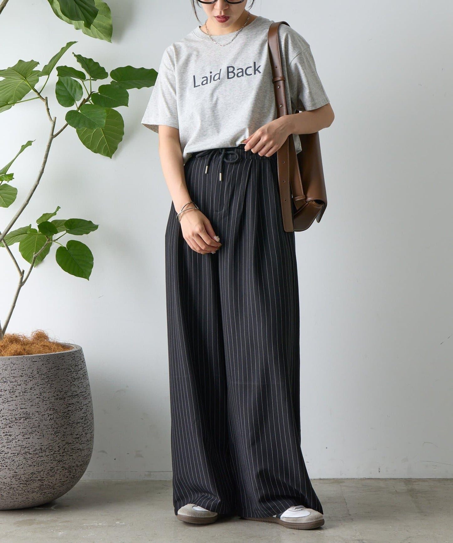 【AW】細條紋休閒褲