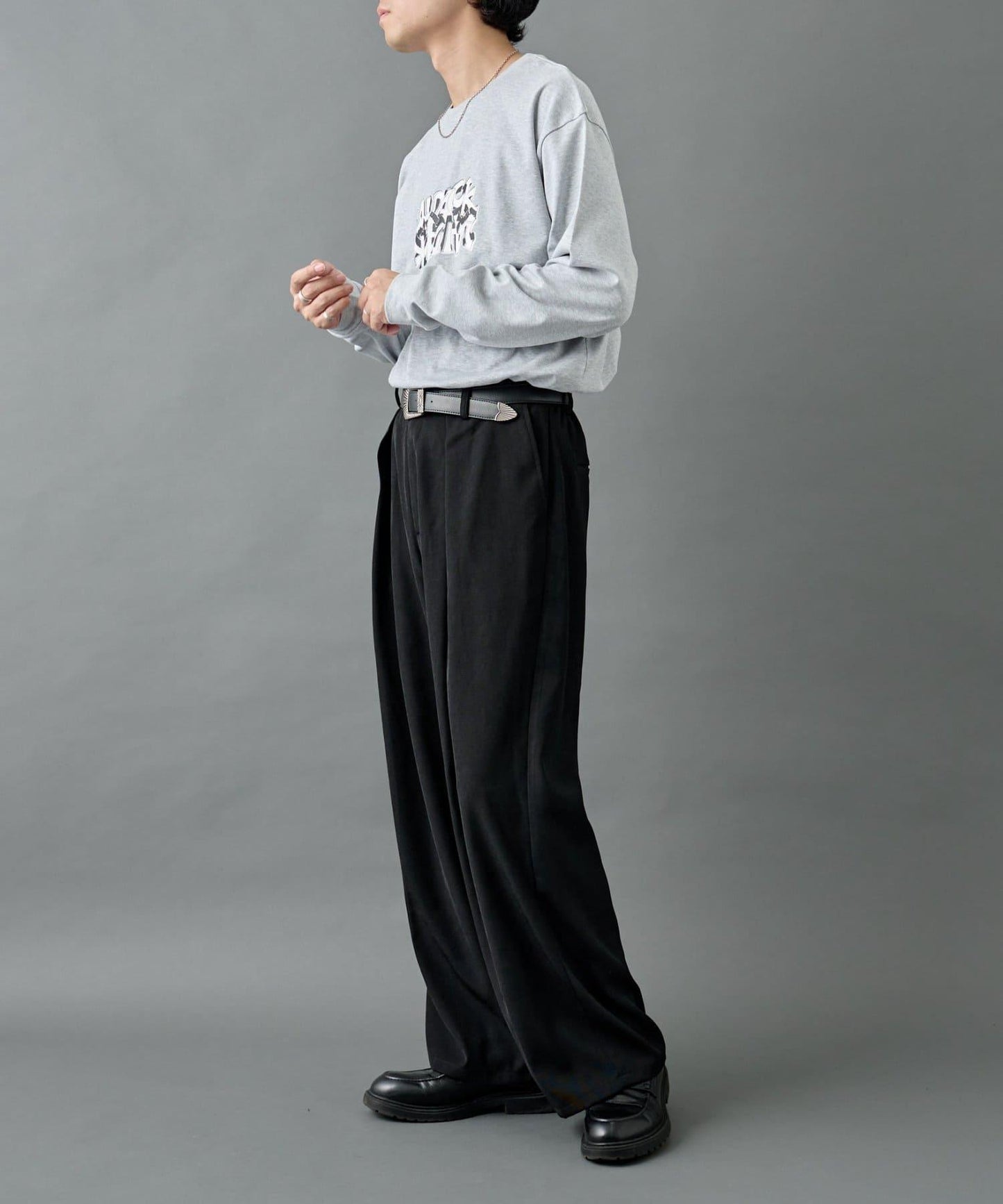 【AW】交叉褶皺寬鬆西裝褲