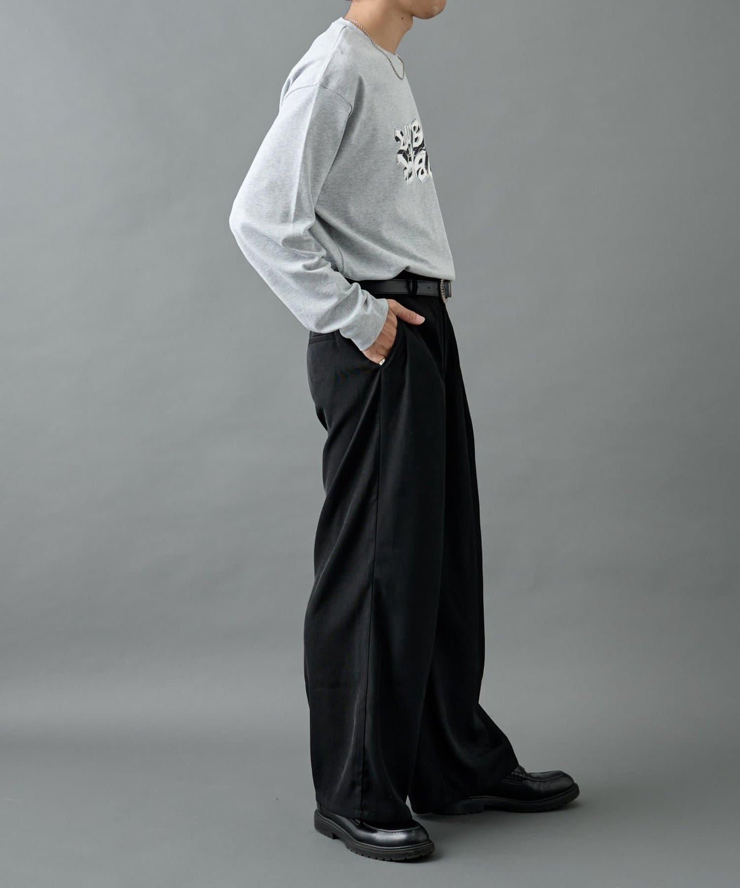 【AW】交叉褶皺寬鬆西裝褲