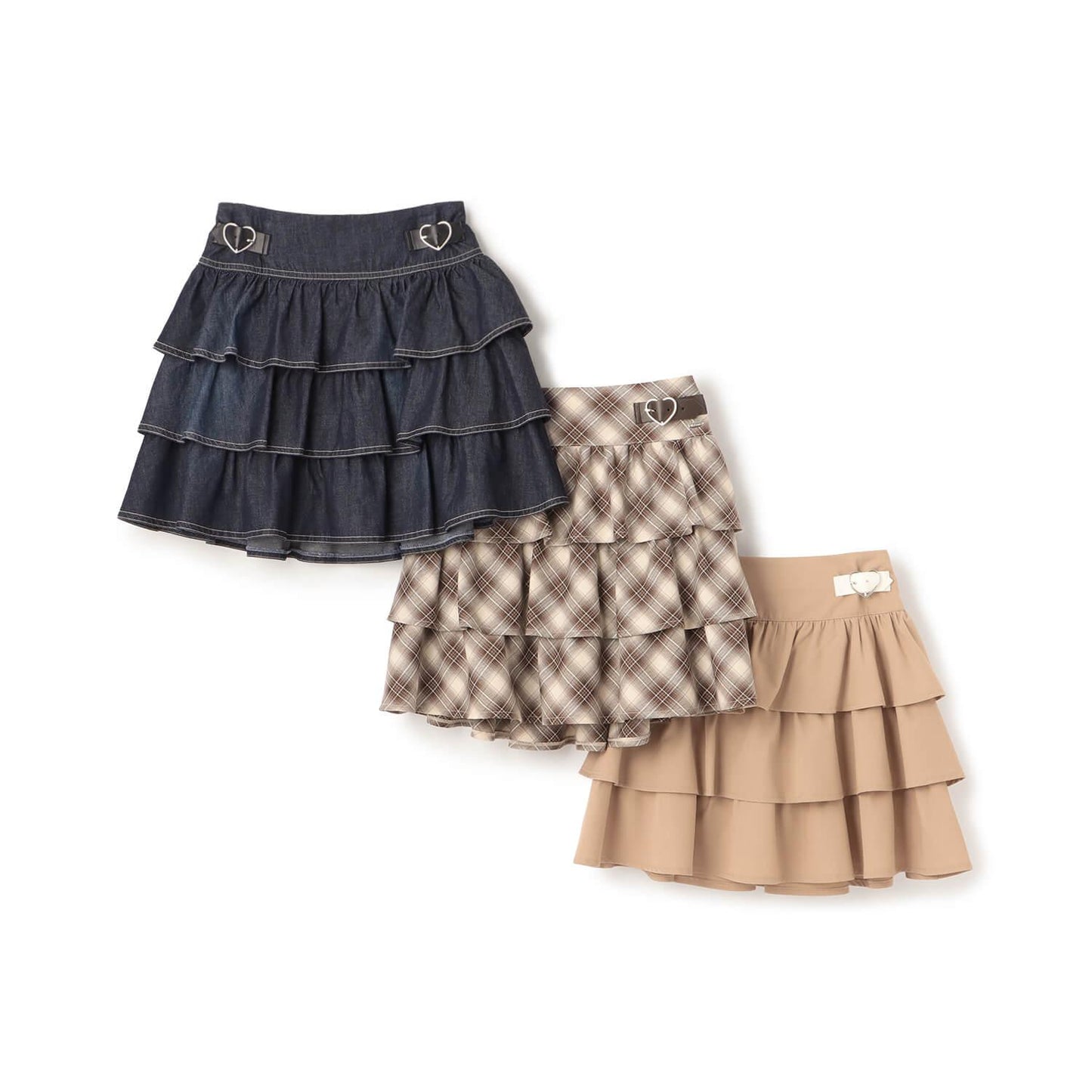 帶心形扣帶分層裙褲