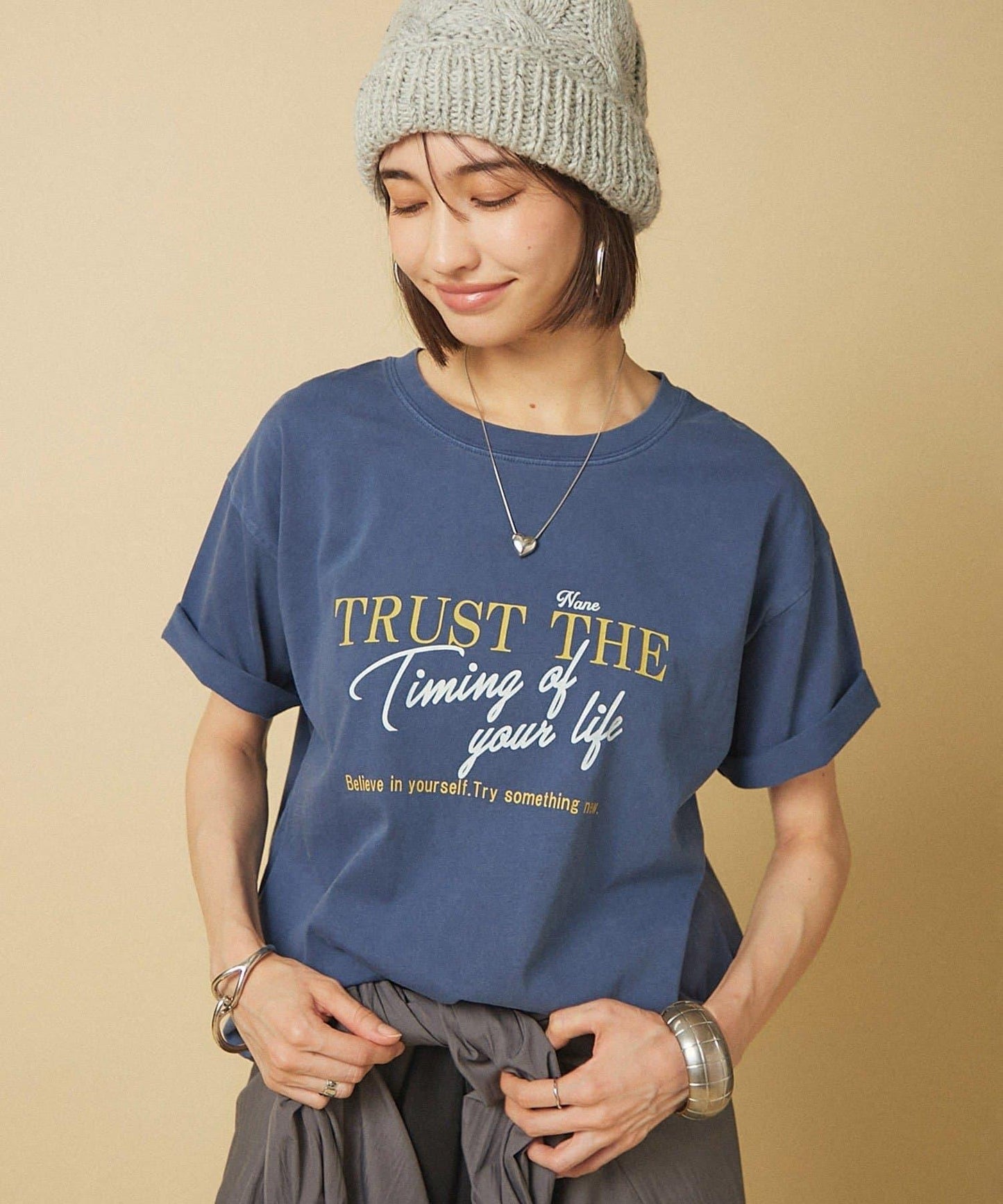 【nane】水洗工藝字母印花T恤