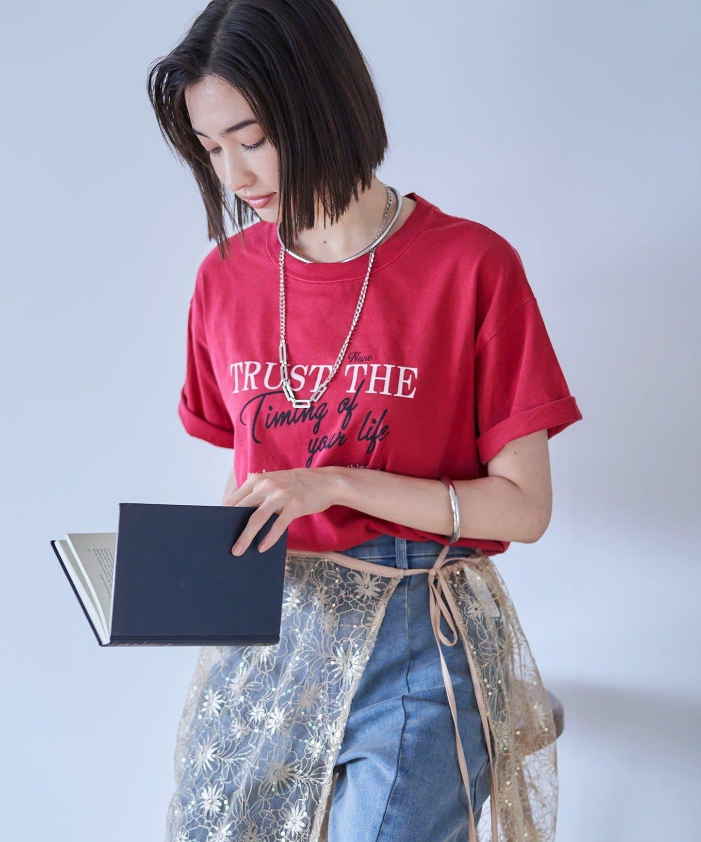 【nane】水洗工藝字母印花T恤