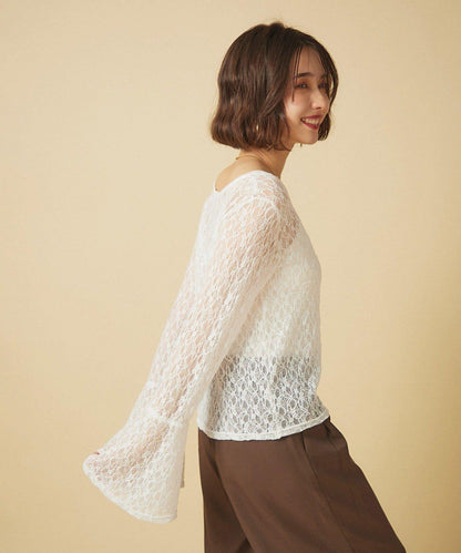 蕾絲喇叭袖套頭衫