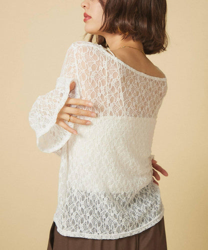 蕾絲喇叭袖套頭衫