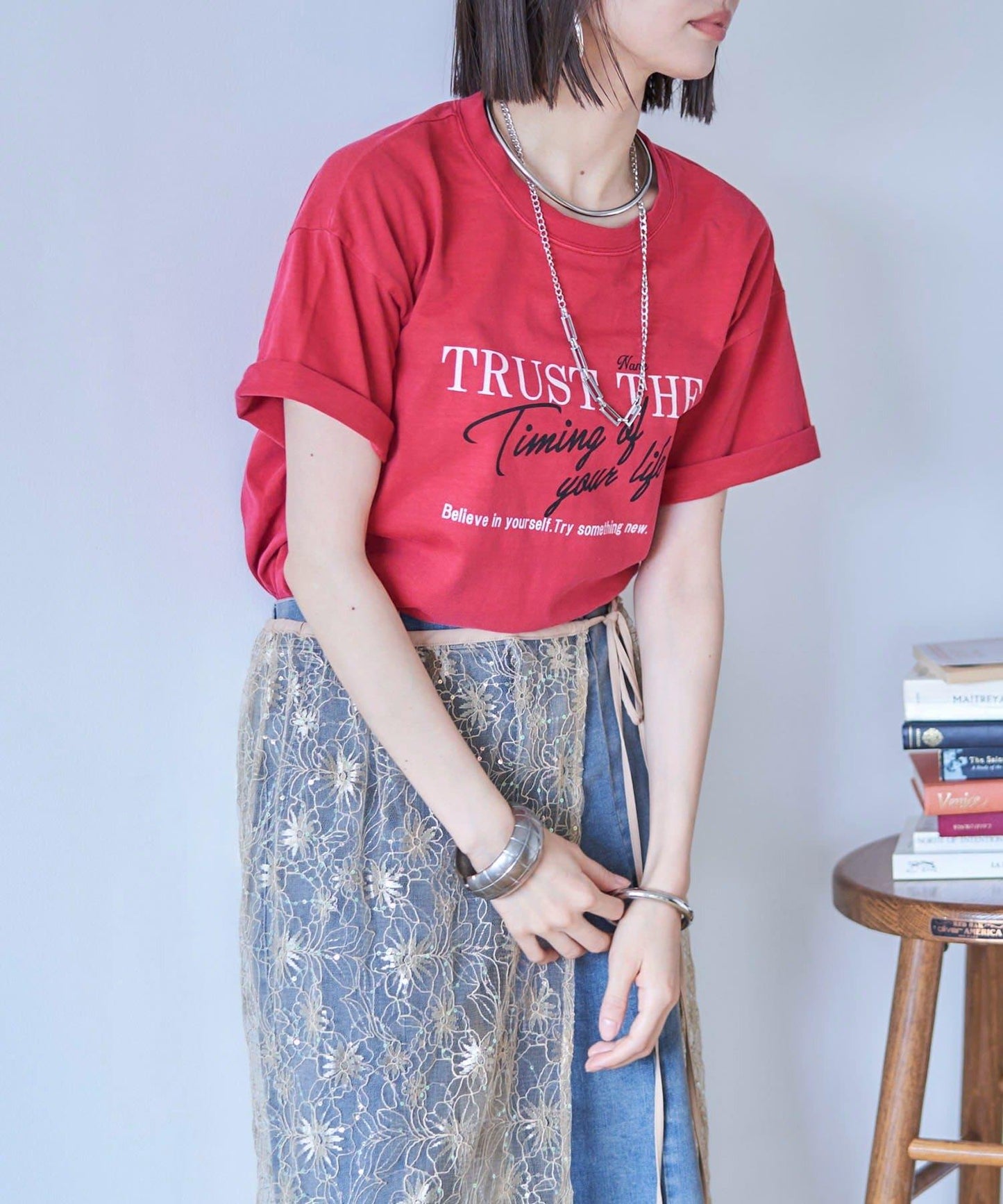 【nane】水洗工藝字母印花T恤