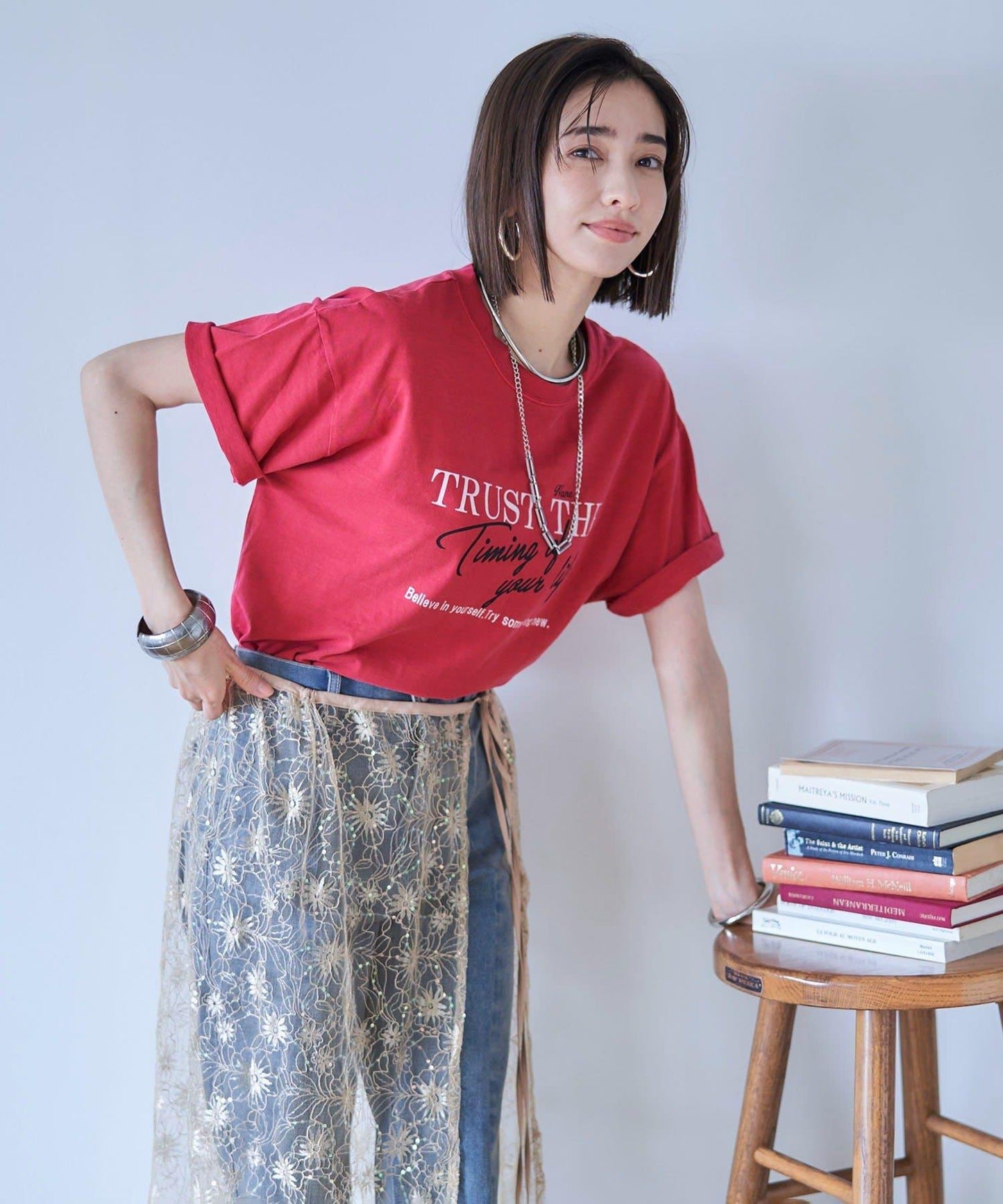 【nane】水洗工藝字母印花T恤