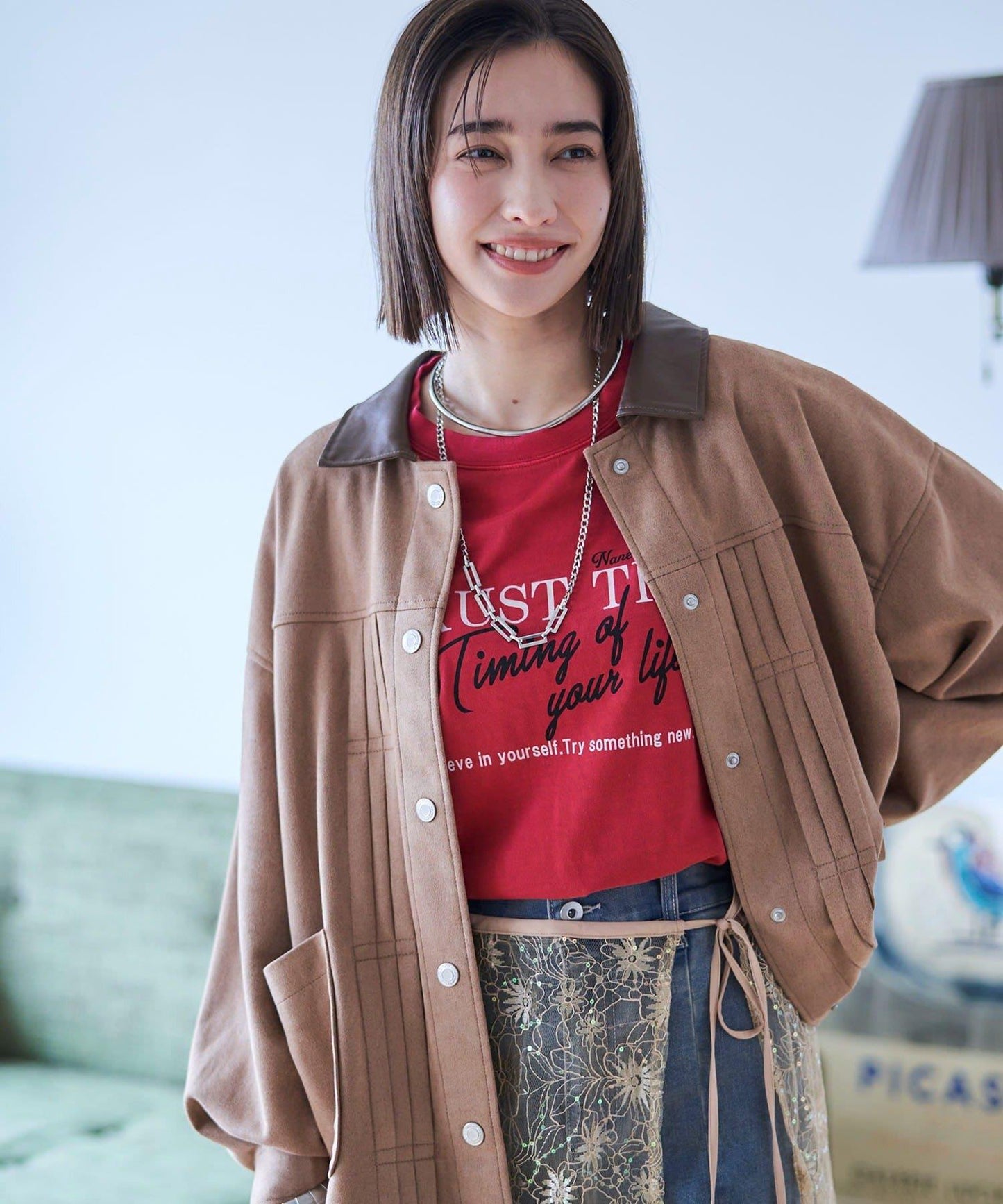 【nane】水洗工藝字母印花T恤