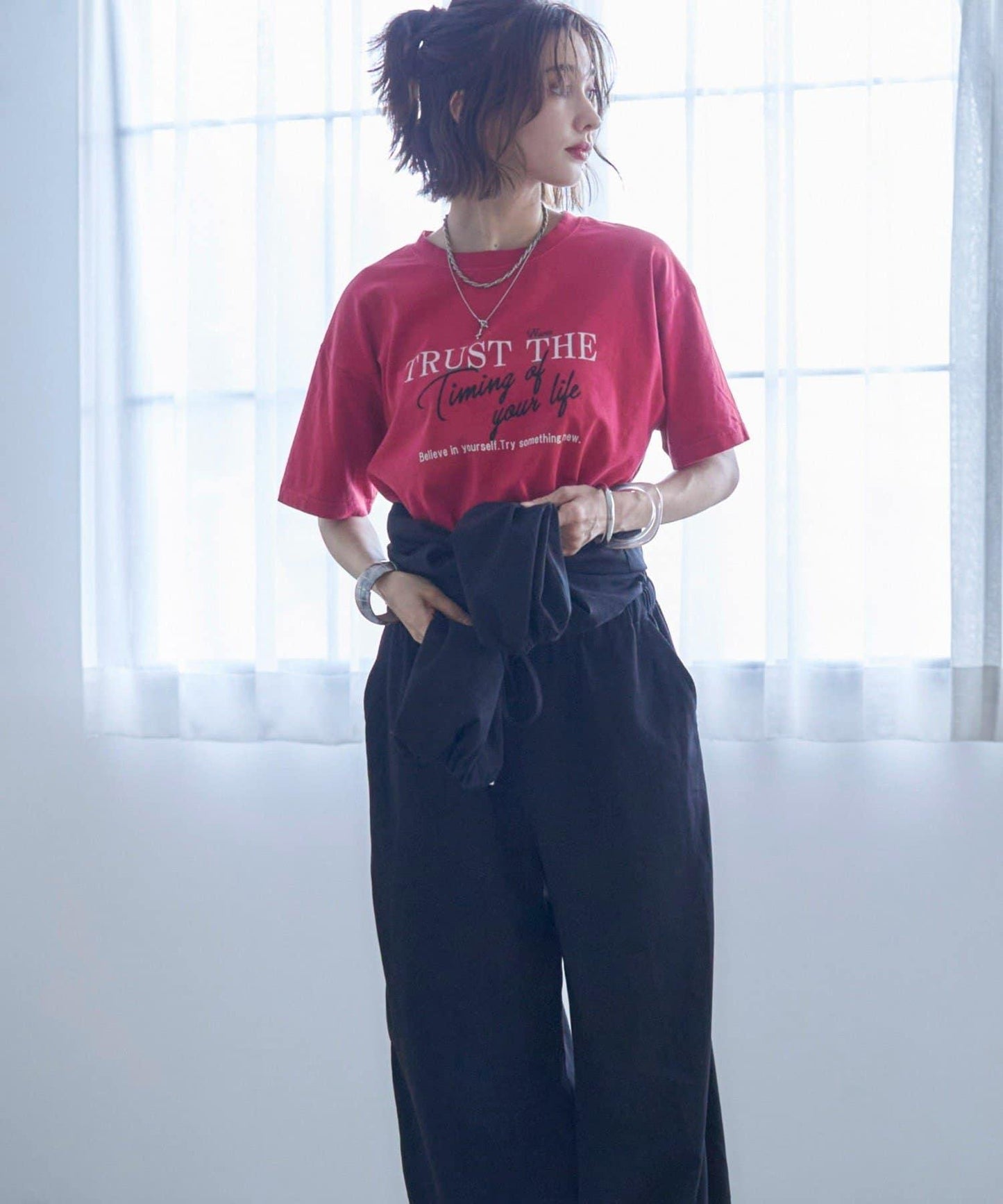 【nane】水洗工藝字母印花T恤