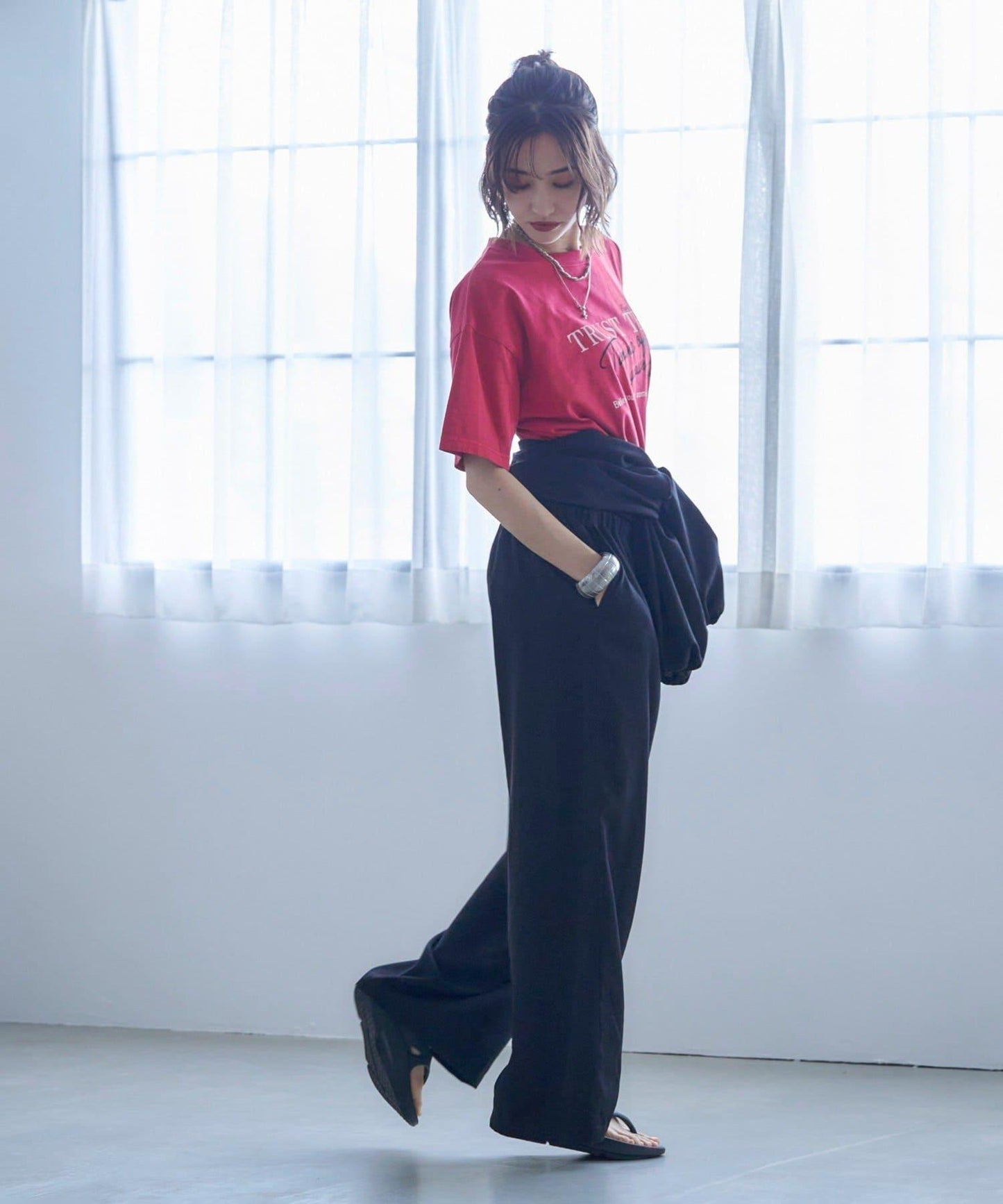 【nane】水洗工藝字母印花T恤