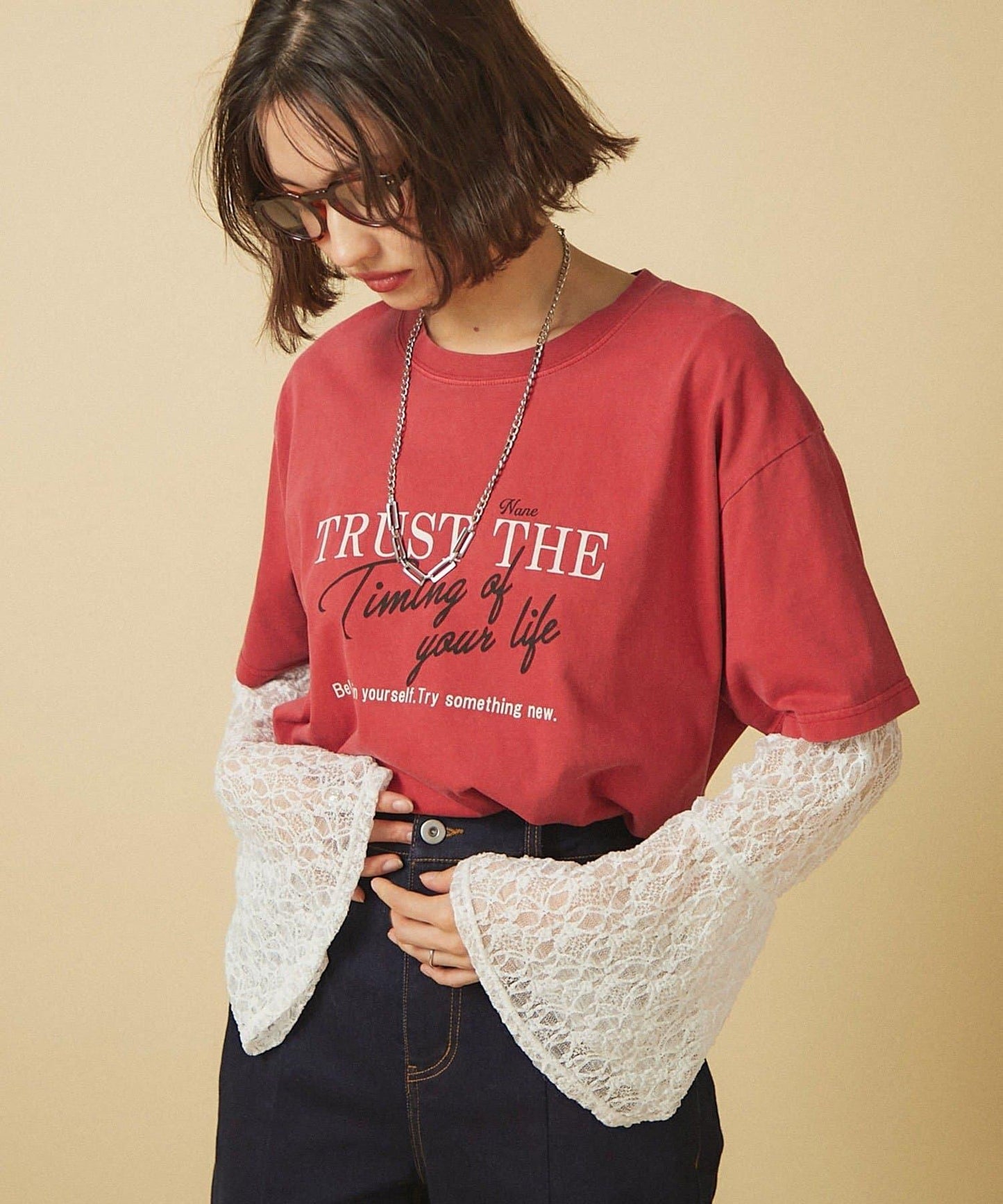 【nane】水洗工藝字母印花T恤