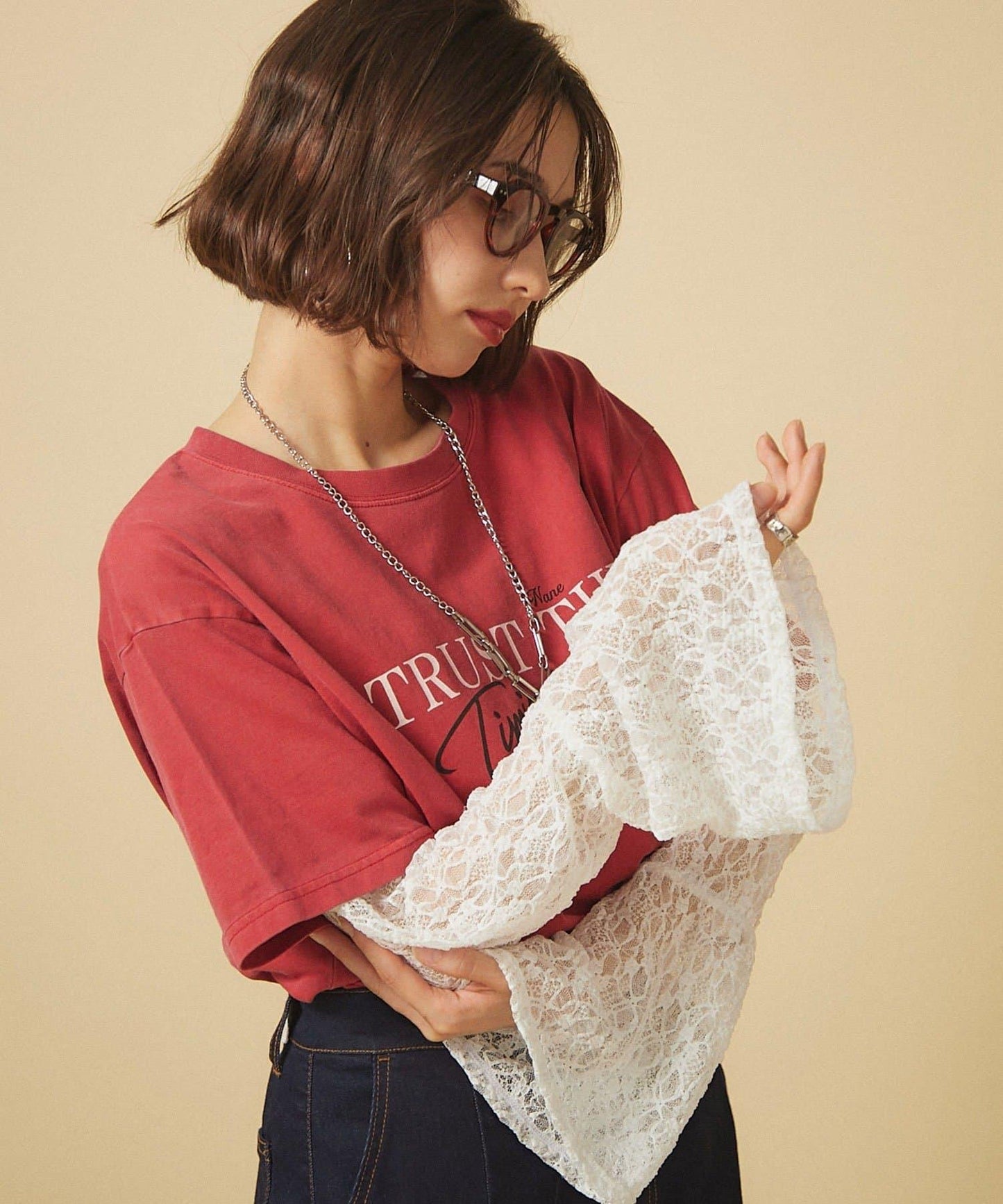 【nane】水洗工藝字母印花T恤