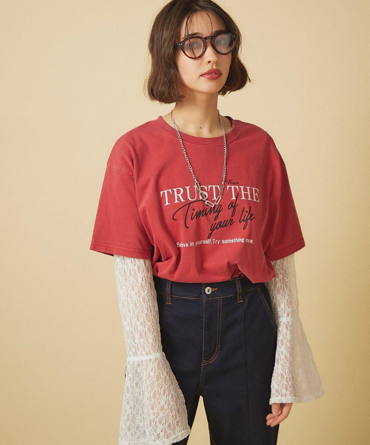 【nane】水洗工藝字母印花T恤