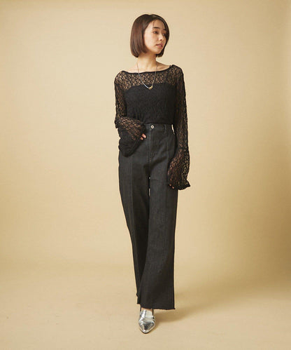 蕾絲喇叭袖套頭衫