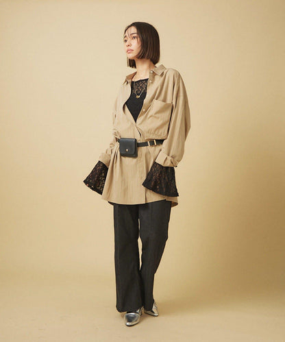 蕾絲喇叭袖套頭衫