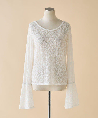 蕾絲喇叭袖套頭衫