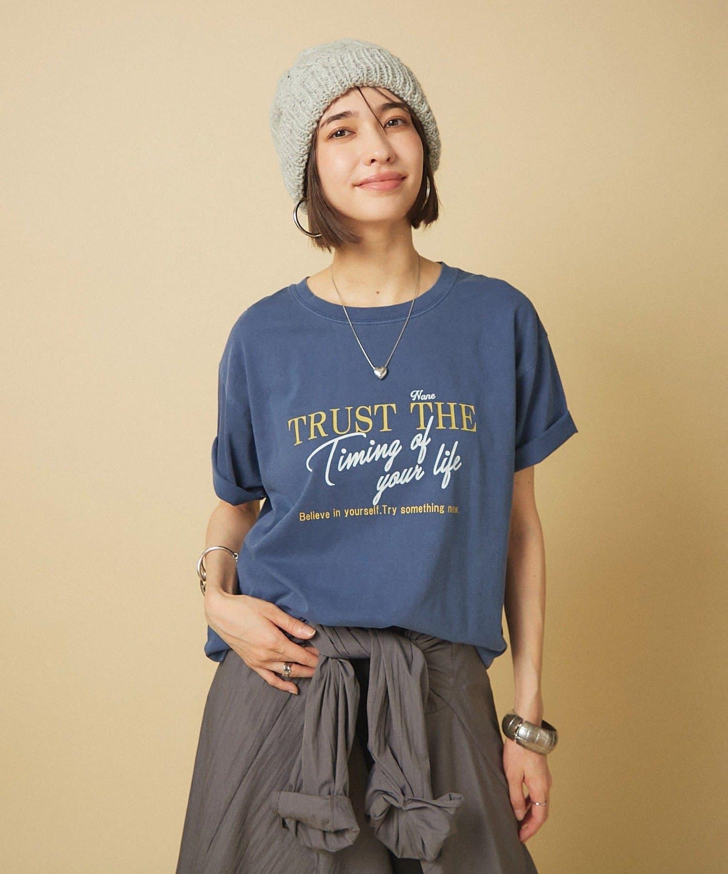 【nane】水洗工藝字母印花T恤