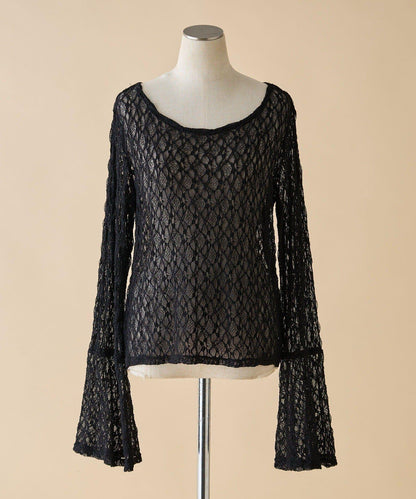 蕾絲喇叭袖套頭衫