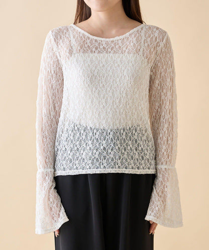 蕾絲喇叭袖套頭衫