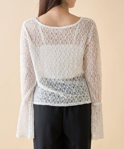 蕾絲喇叭袖套頭衫