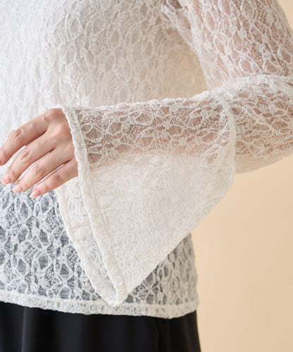 蕾絲喇叭袖套頭衫