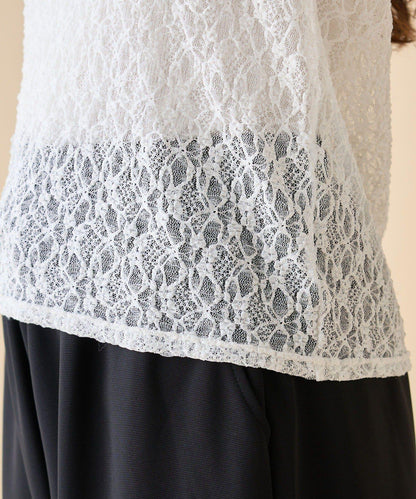 蕾絲喇叭袖套頭衫