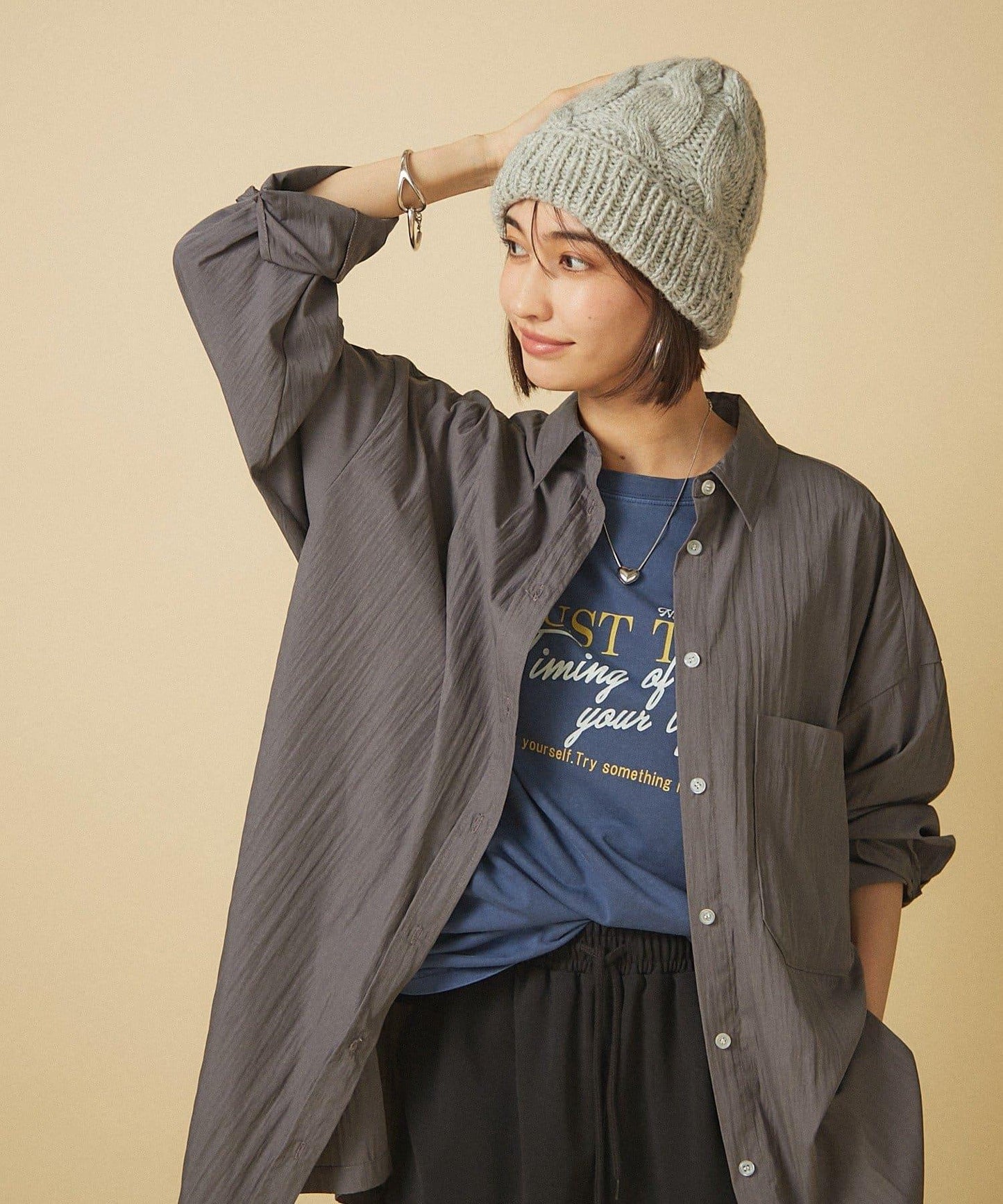 【nane】水洗工藝字母印花T恤