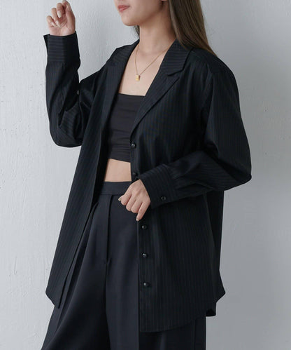 條紋西裝領襯衫