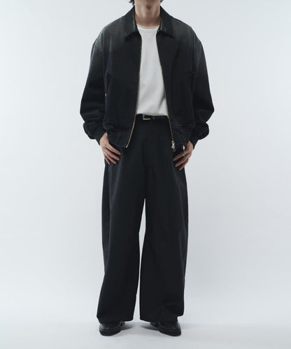 皮革拼接牛仔飛行夾克