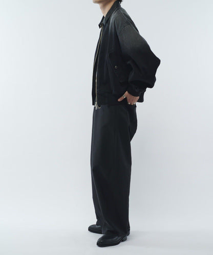 皮革拼接牛仔飛行夾克