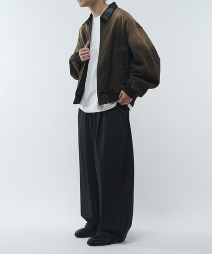 皮革拼接牛仔飛行夾克