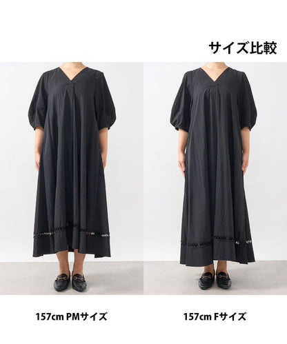 【有小個子尺碼・單穿也能成為主角】燈籠袖蕾絲連衣裙