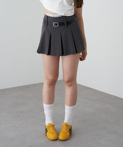 帶腰帶層疊百褶裙