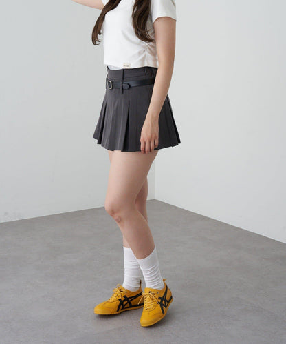 帶腰帶層疊百褶裙