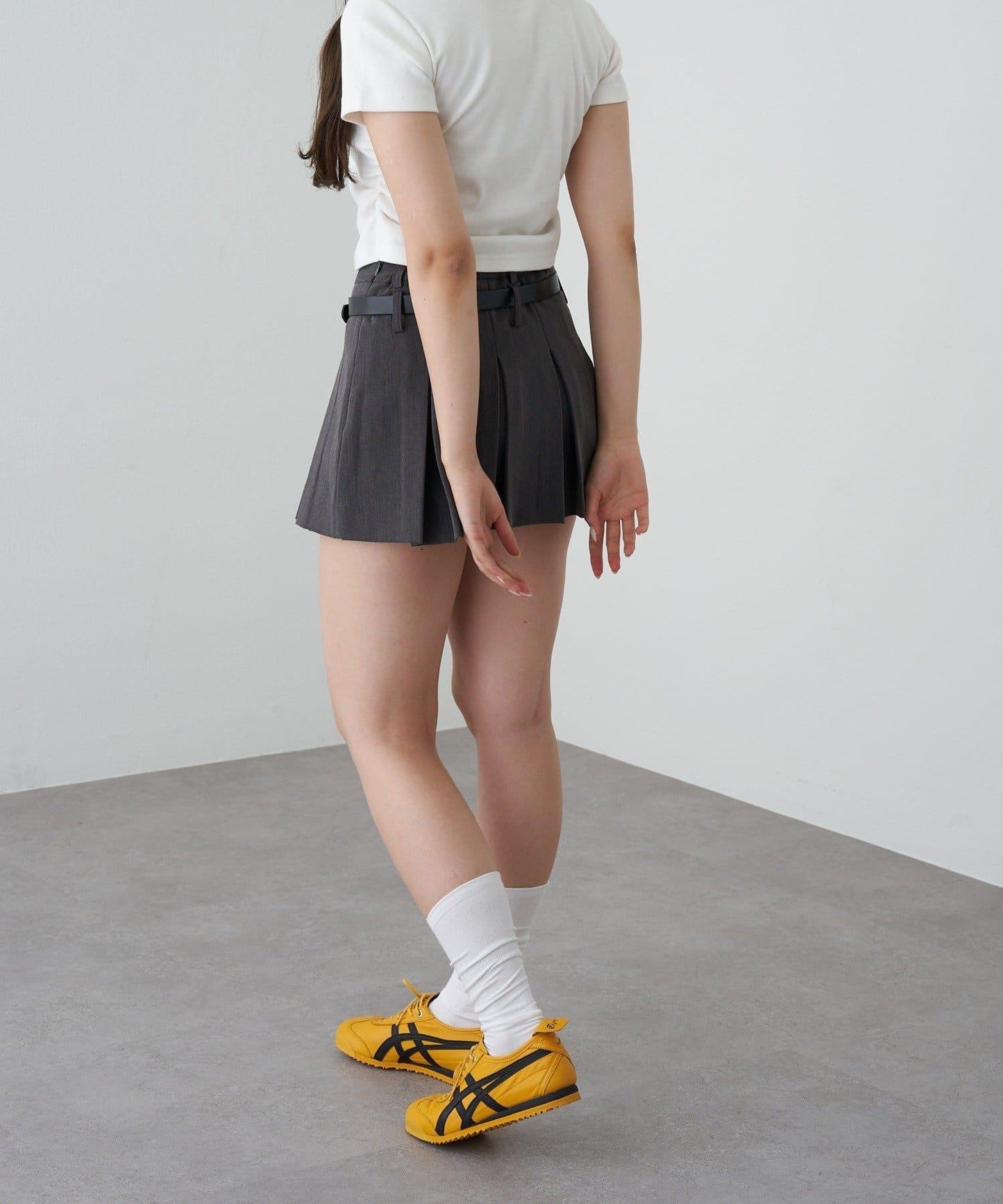 帶腰帶層疊百褶裙