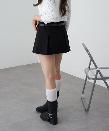 帶腰帶層疊百褶裙