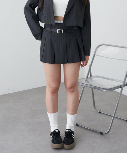 帶腰帶層疊百褶裙