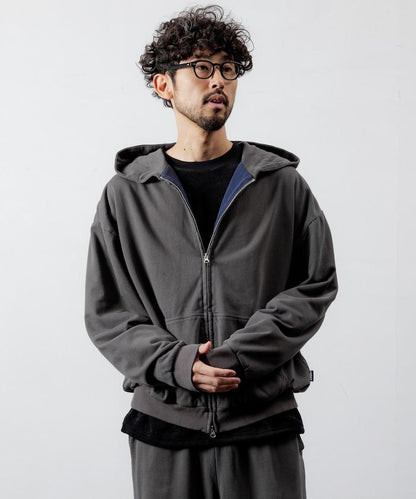 雙面拉鍊連帽衛衣