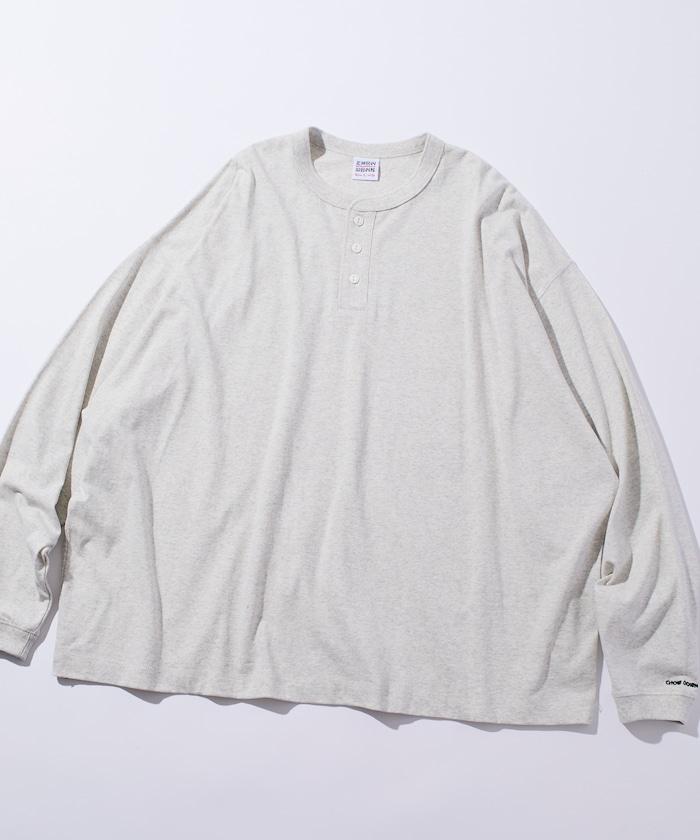 寬鬆版型 單點刺繡 亨利領 長袖T恤