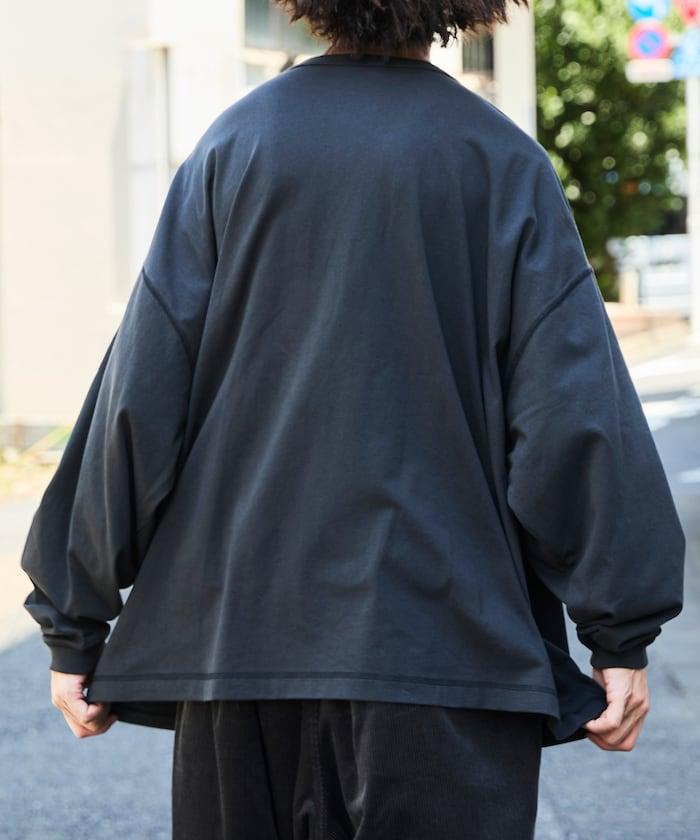 寬鬆版型 單點刺繡 亨利領 長袖T恤