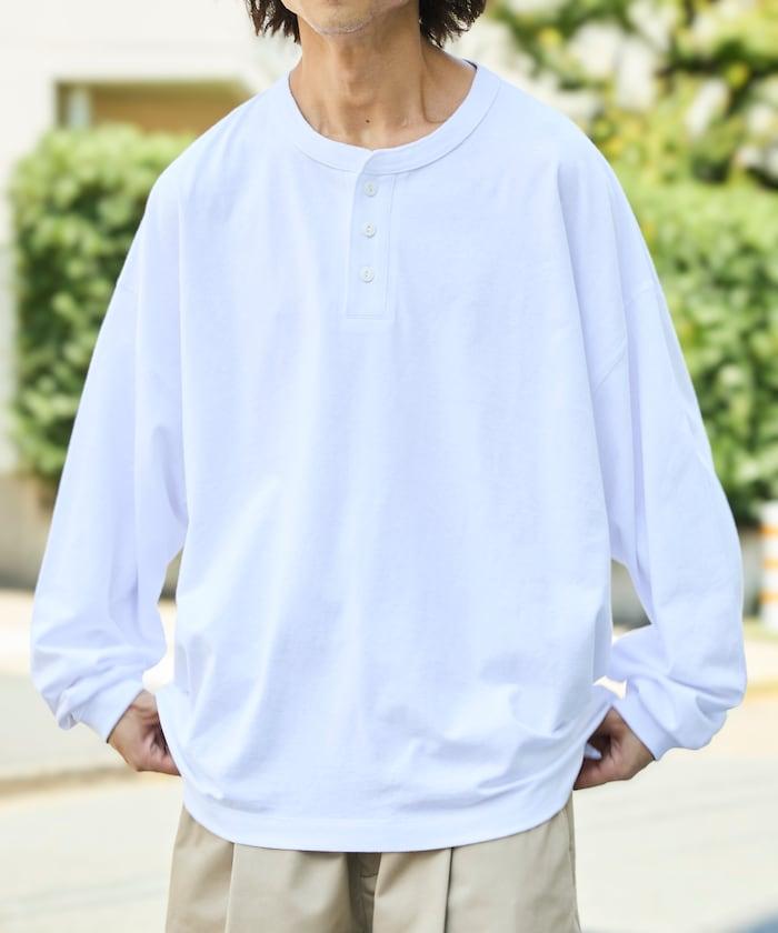 寬鬆版型 單點刺繡 亨利領 長袖T恤