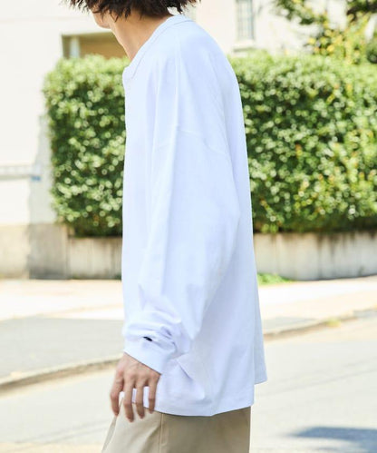 寬鬆版型 單點刺繡 亨利領 長袖T恤