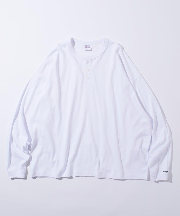 寬鬆版型 單點刺繡 亨利領 長袖T恤