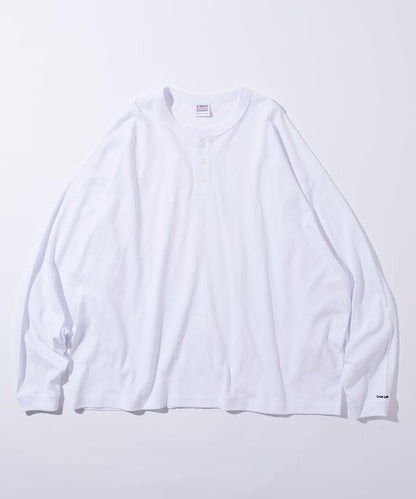 寬鬆版型 單點刺繡 亨利領 長袖T恤